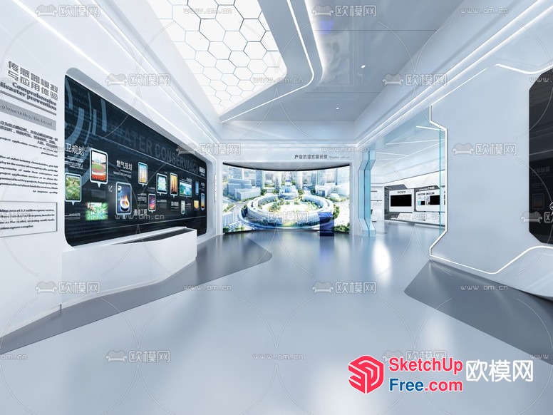 Futuristic Modern Interior With Curved Walls And Sleek Decor 3D SketchUp File