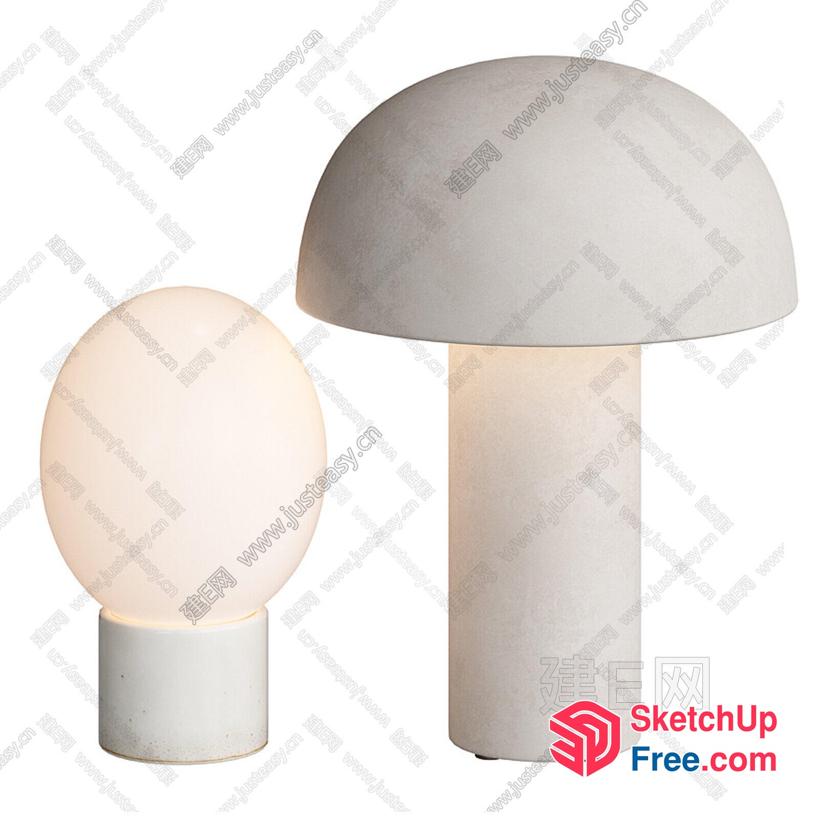 Mushroom And Egg-Shaped Table Lamps 3D SketchUp File