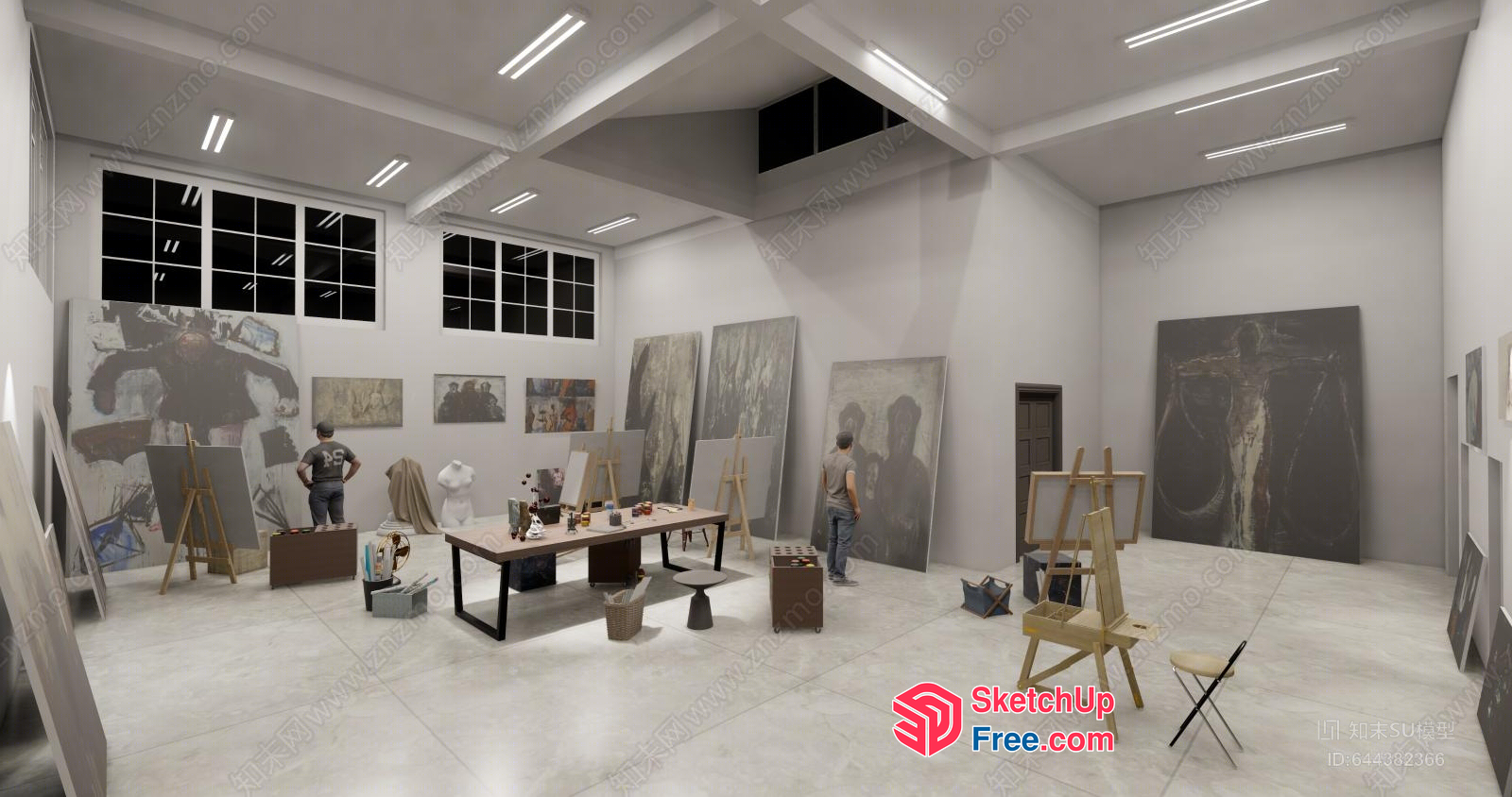 Art Studio With Large Windows And High Ceilings 3D SketchUp File