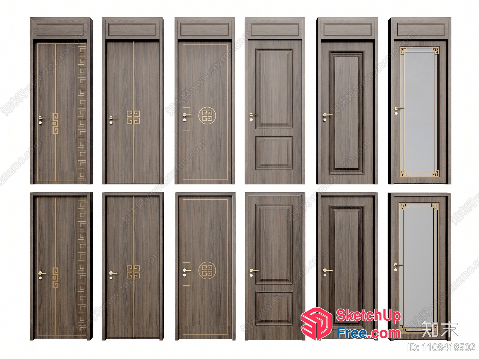Elegant Interior Doors With Ornate Decor 3D SketchUp File
