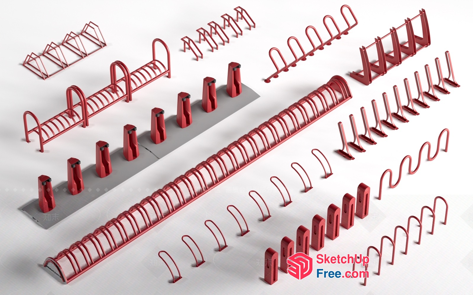 Red Metal Decorative Elements 3D SketchUp File
