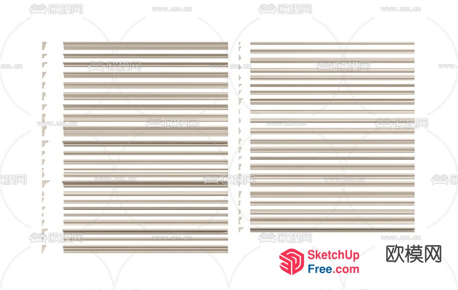 Beige And Brown Horizontal Stripes Pattern 3D SketchUp File