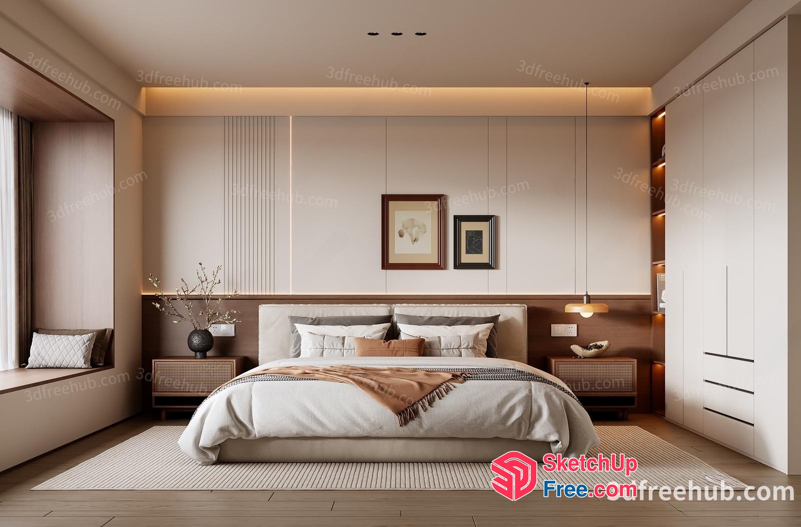 Modern Minimalist Bedroom With Neutral Tones And Clean Lines 3D SketchUp File