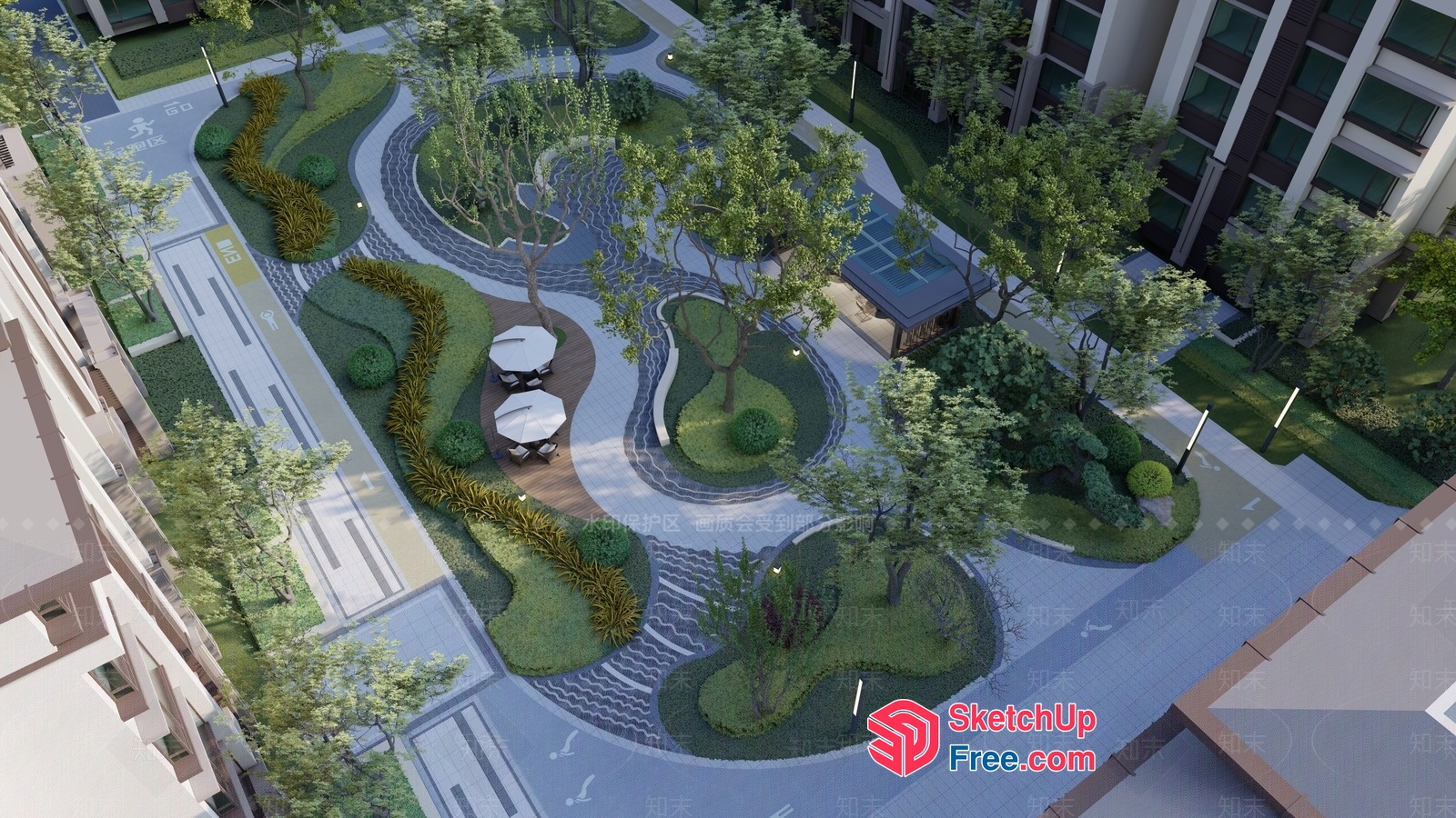 Serene Urban Oasis With Elegant Curves And Greenery 3D SketchUp File