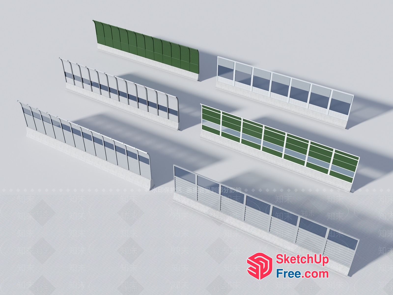 Modern Green And White Outdoor Seating Areas 3D SketchUp File