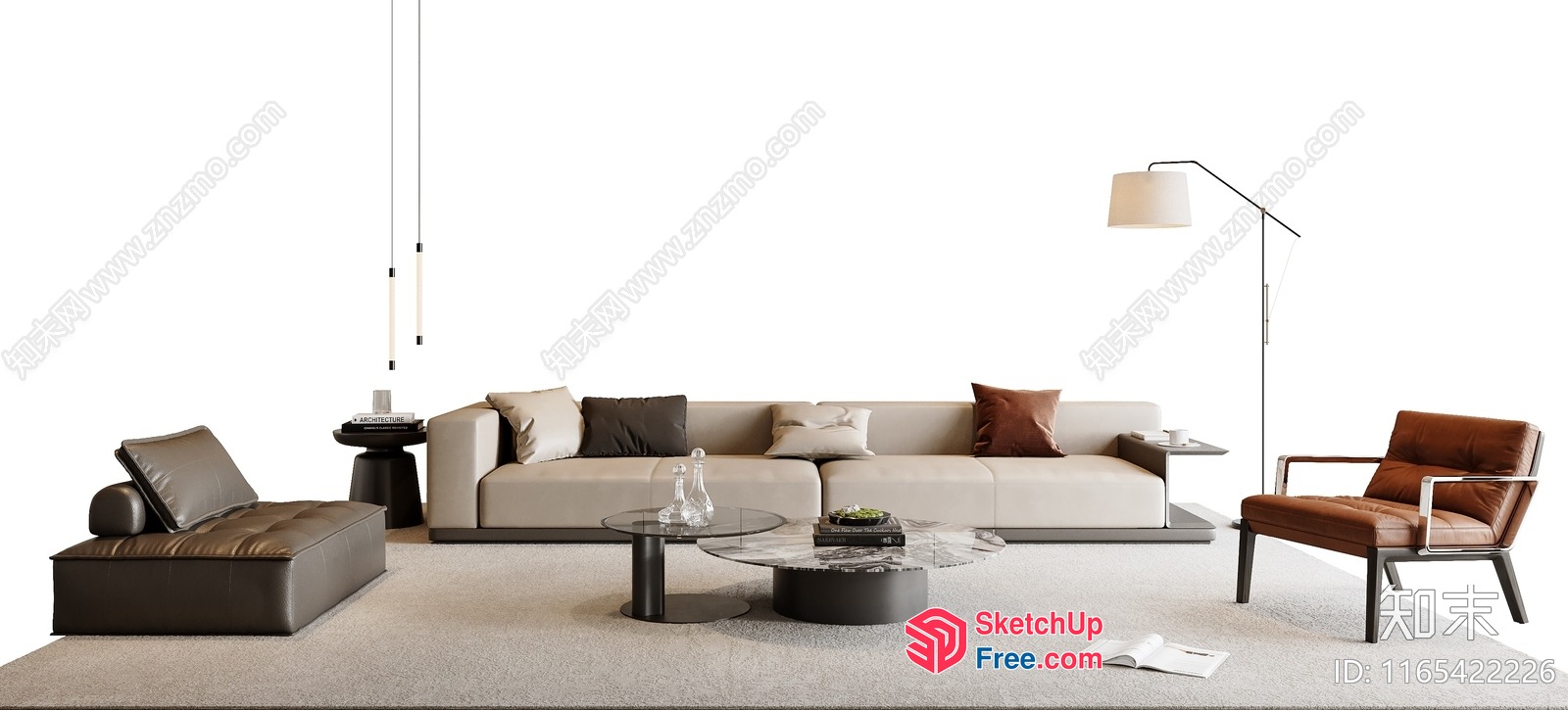 Modern Minimalist Living Room With Neutral Tones 3D SketchUp File