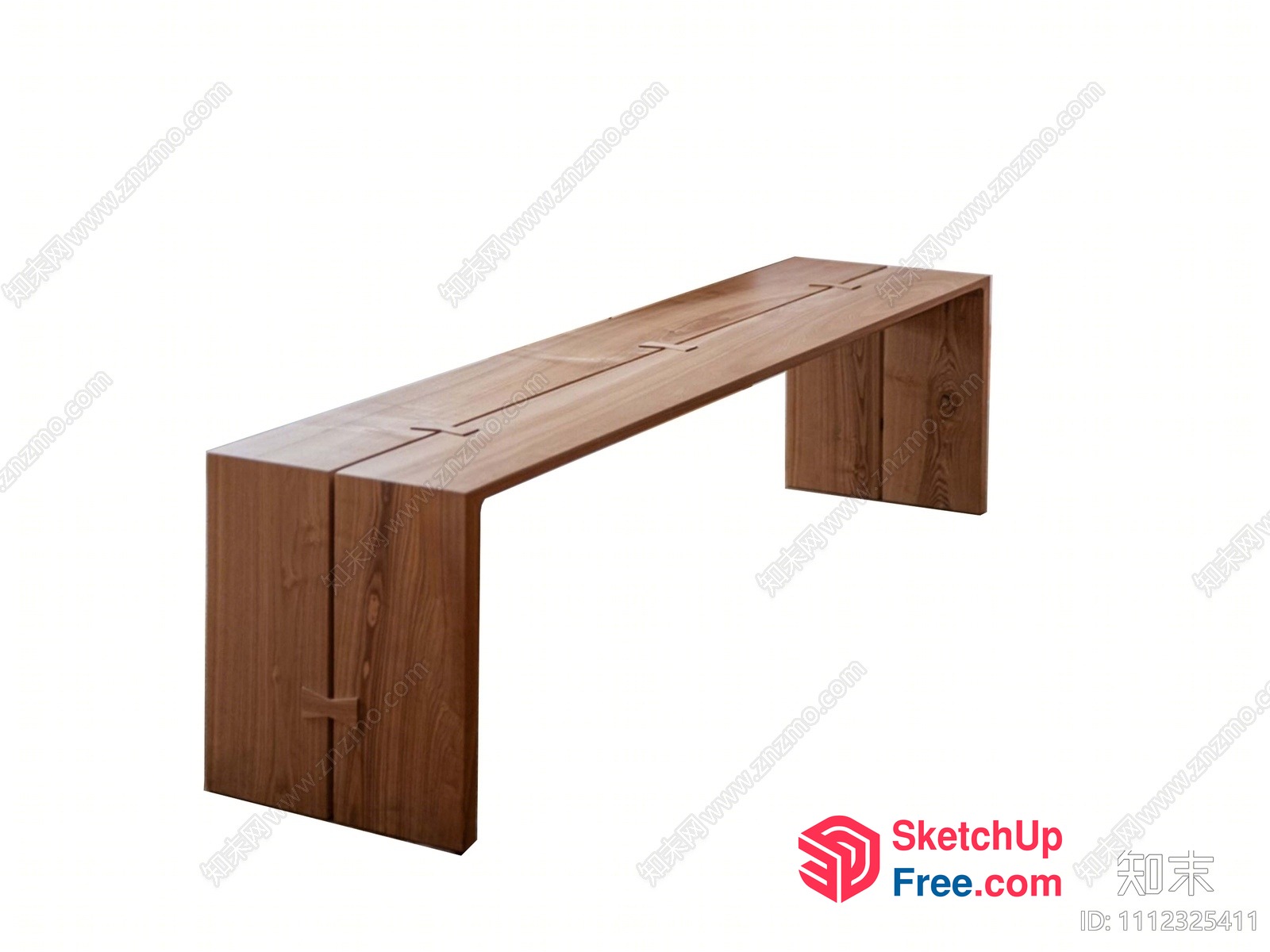 Long, Narrow, Wooden Bench With A Single Support 3D SketchUp File