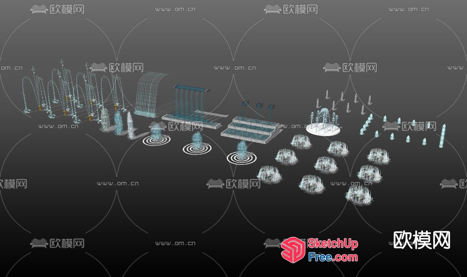 3D-Rendered Water Features And Decorative Elements 3D SketchUp File