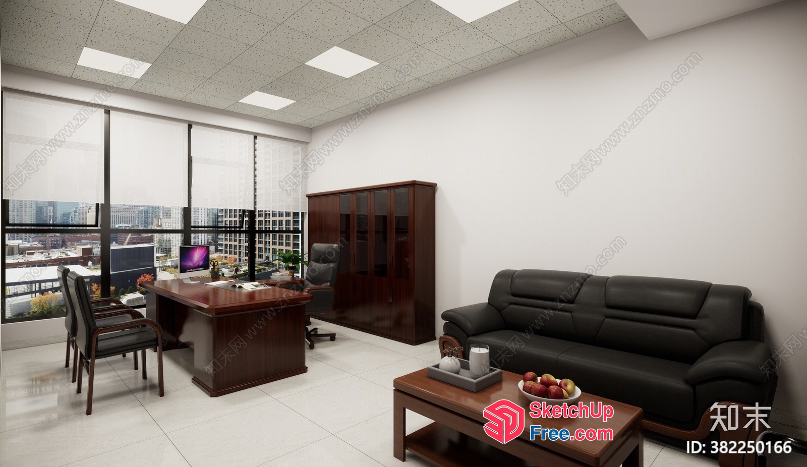 Modern Office Space With City View 3D SketchUp File
