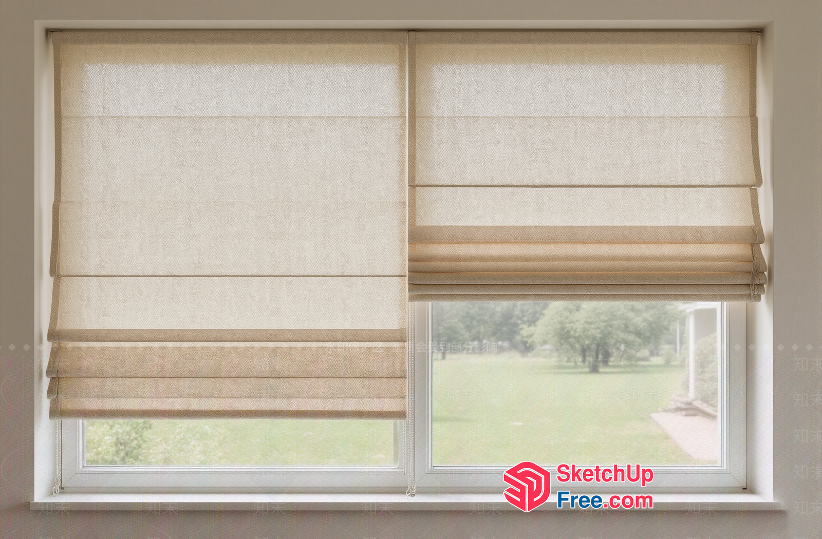 White Window With Blinds 3D SketchUp File