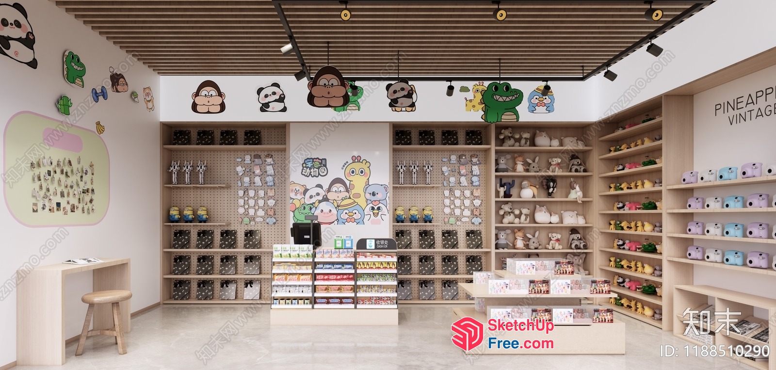 Colorful Cartoon Character Decorations In A Modern Retail Store 3D SketchUp File