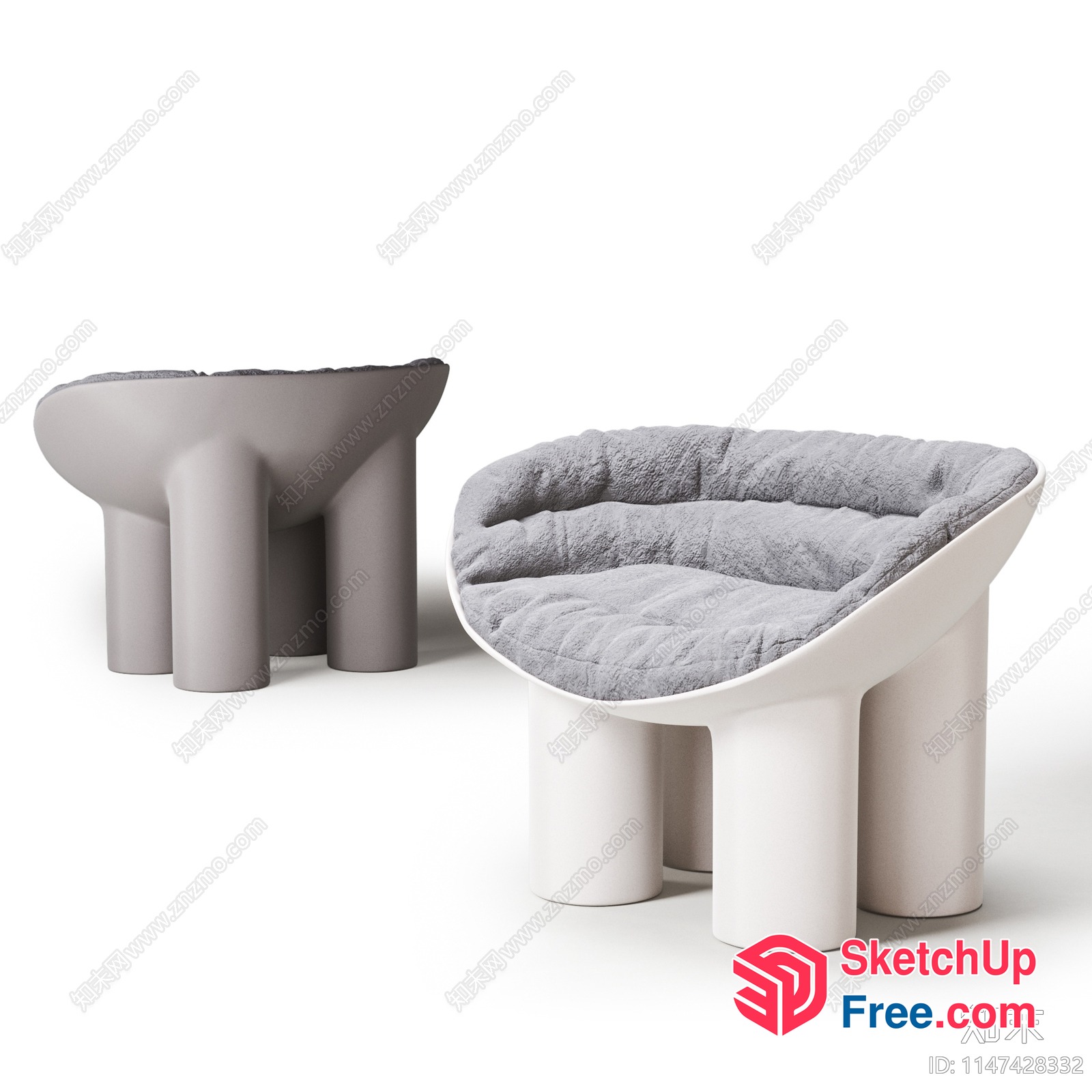Modern Minimalist Stool And Bed Set 3D SketchUp File