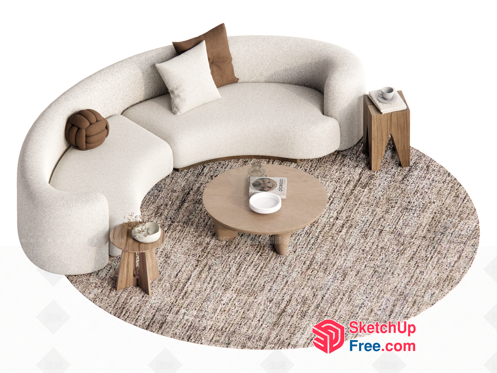 Modern Living Room Furniture Arrangement 3D SketchUp File