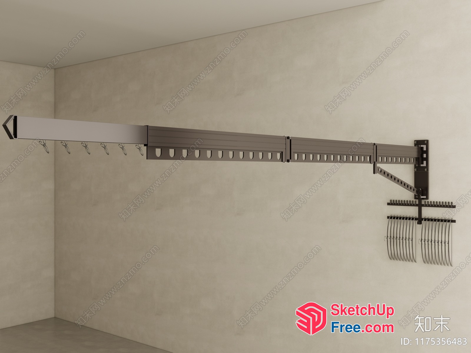 Metal Stair Railing And Hooks 3D SketchUp File