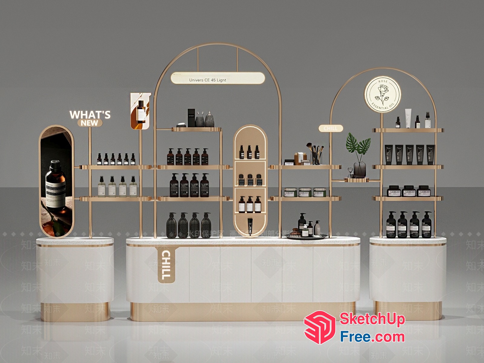 Modern Cosmetic Display Stand 3D SketchUp File