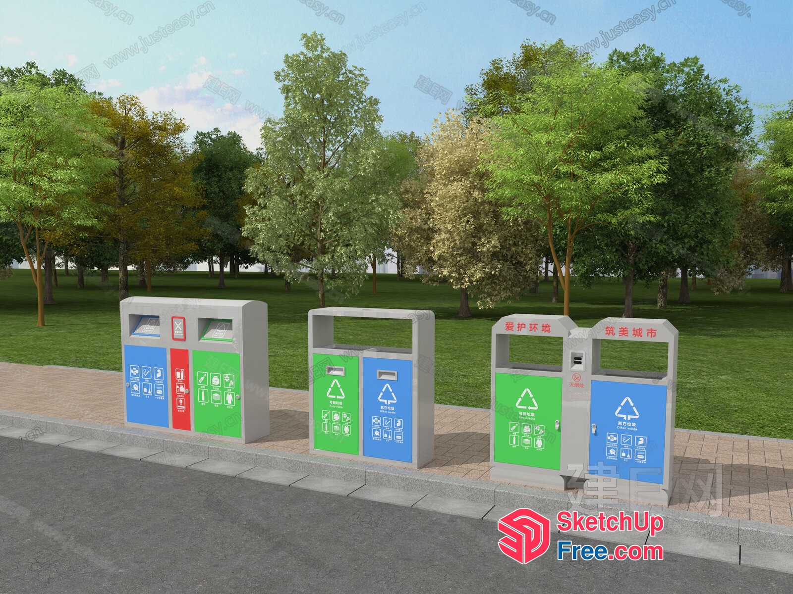 Recyclable Waste Bins For Urban Areas 3D SketchUp File