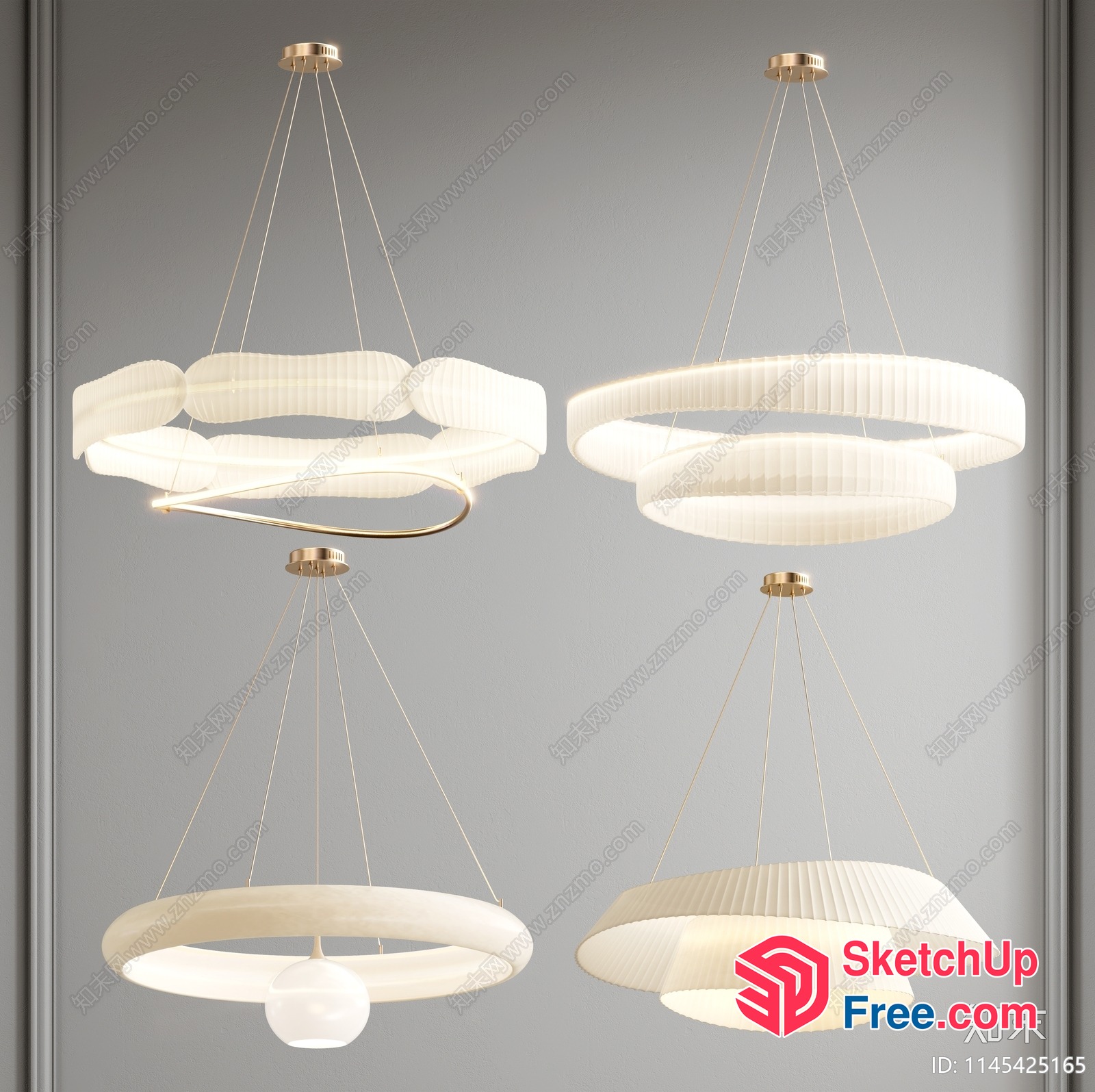Modern Hanging Chandelier With Circular Design 3D SketchUp File