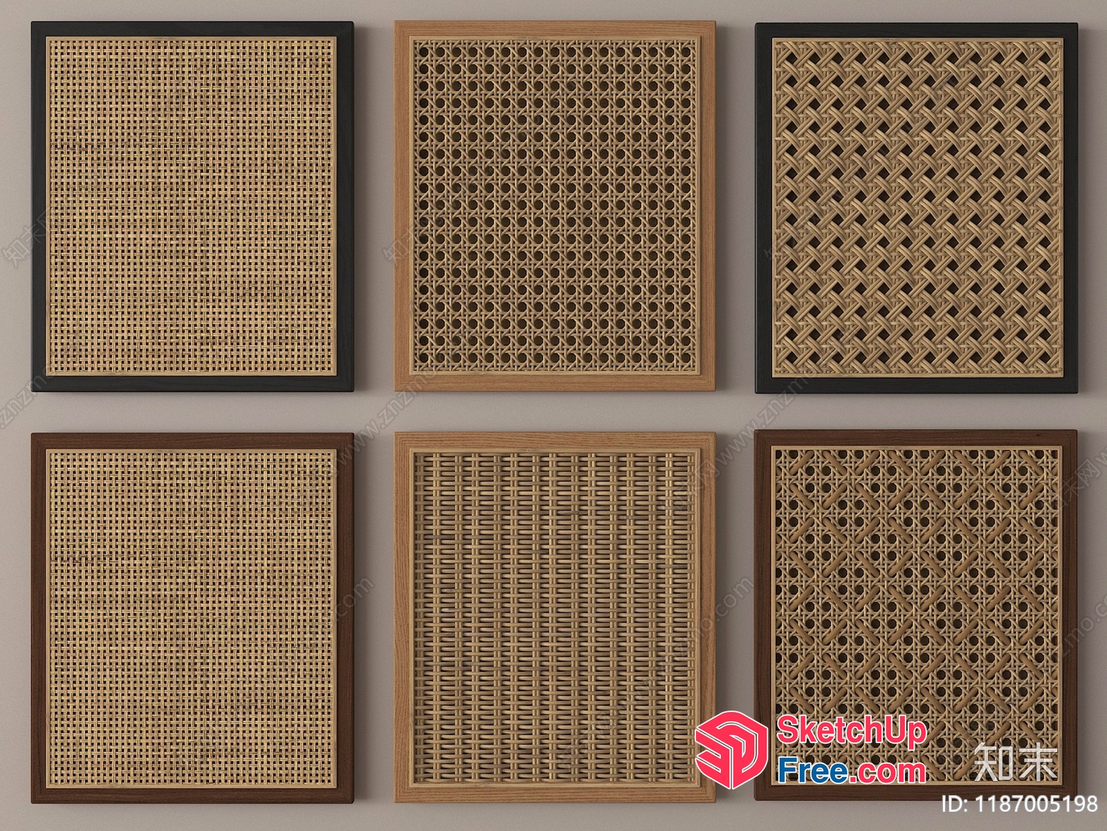 Six Square Rattan Decorations 3D SketchUp File