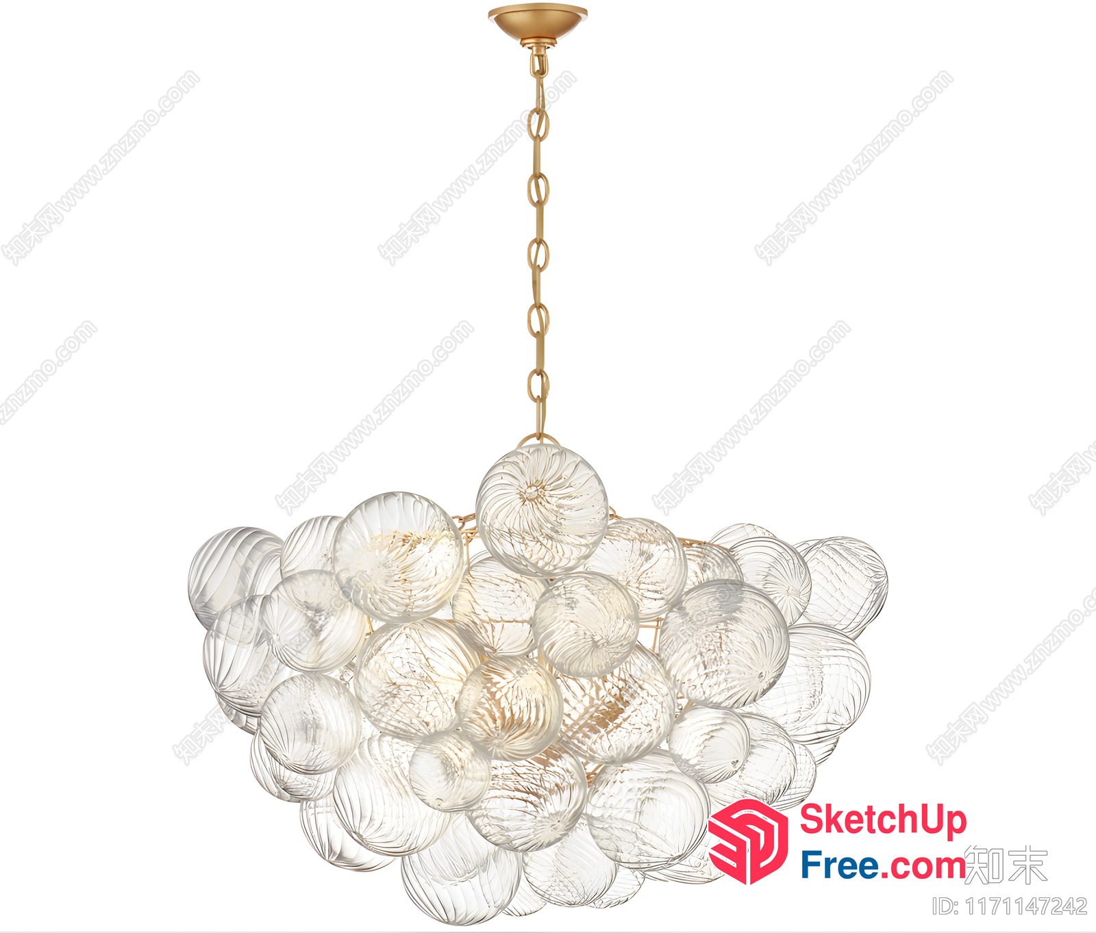 Luxurious Glass Ball Cluster Chandelier 3D SketchUp File