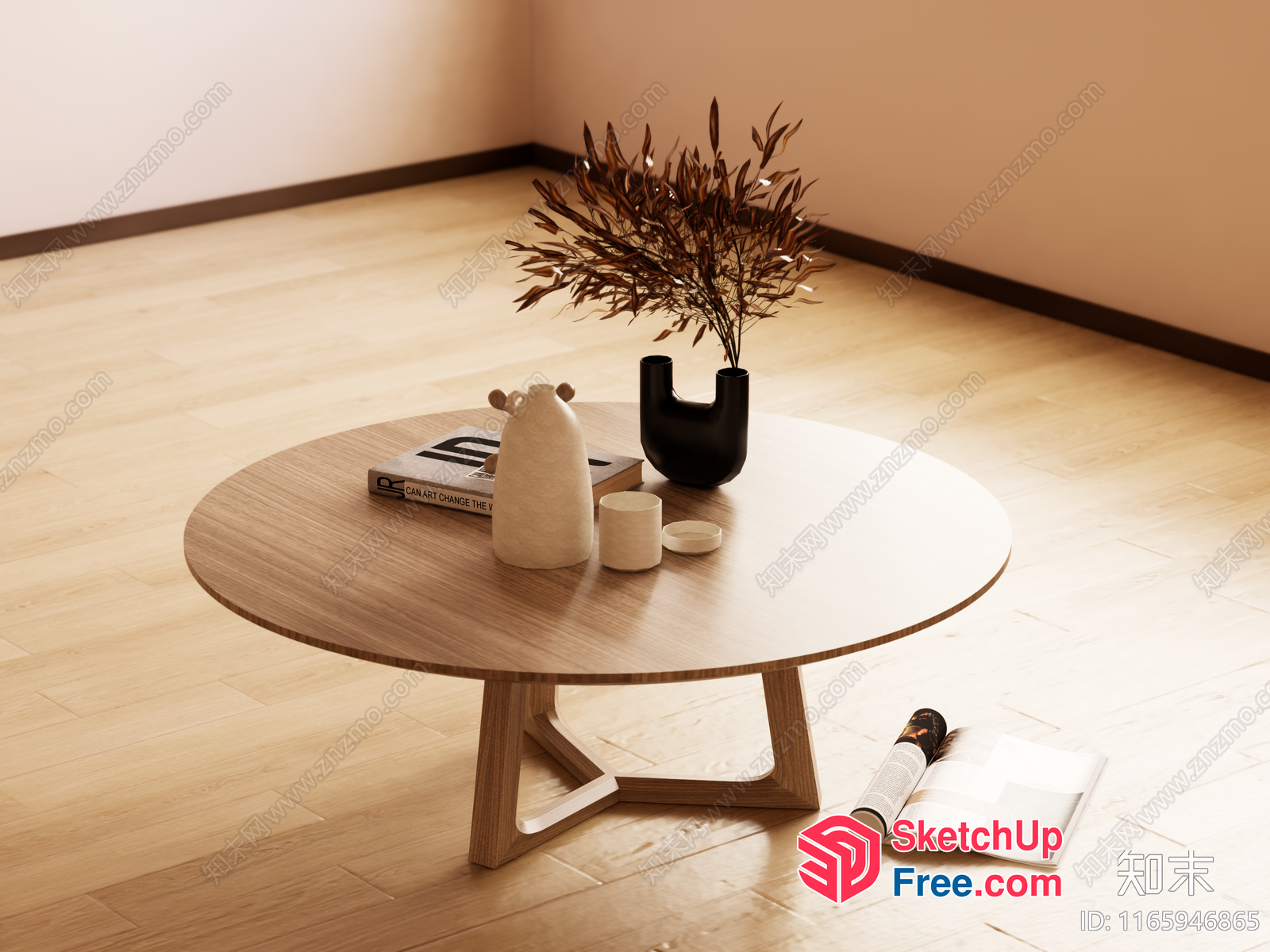 Round Coffee Table With Books And Vases 3D SketchUp File