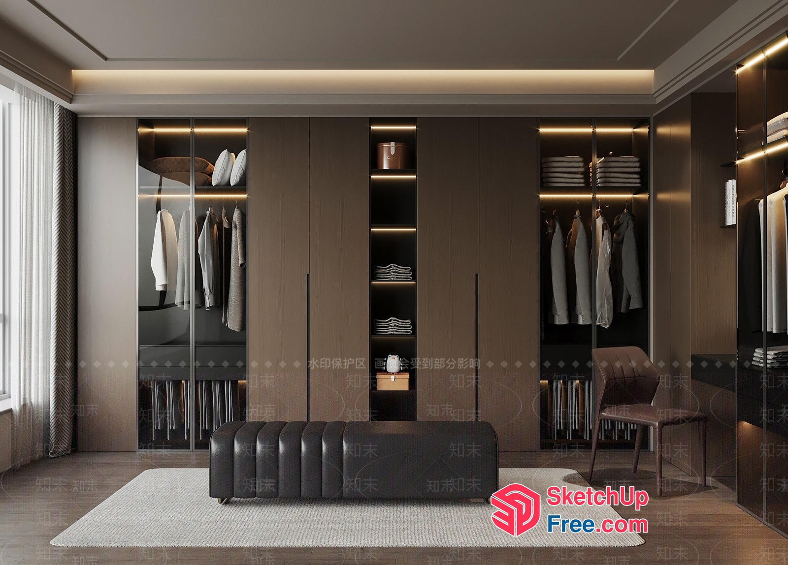 Luxurious Modern Wardrobe Room Interior 3D SketchUp File