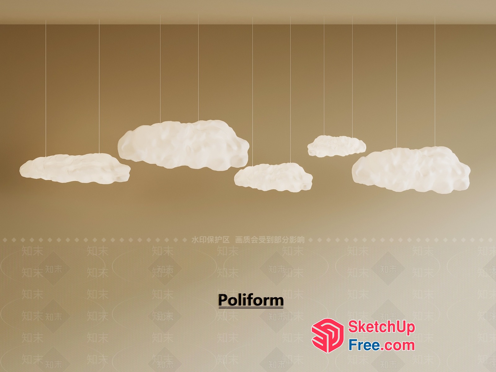 Cloudy White Light Fixtures 3D SketchUp File