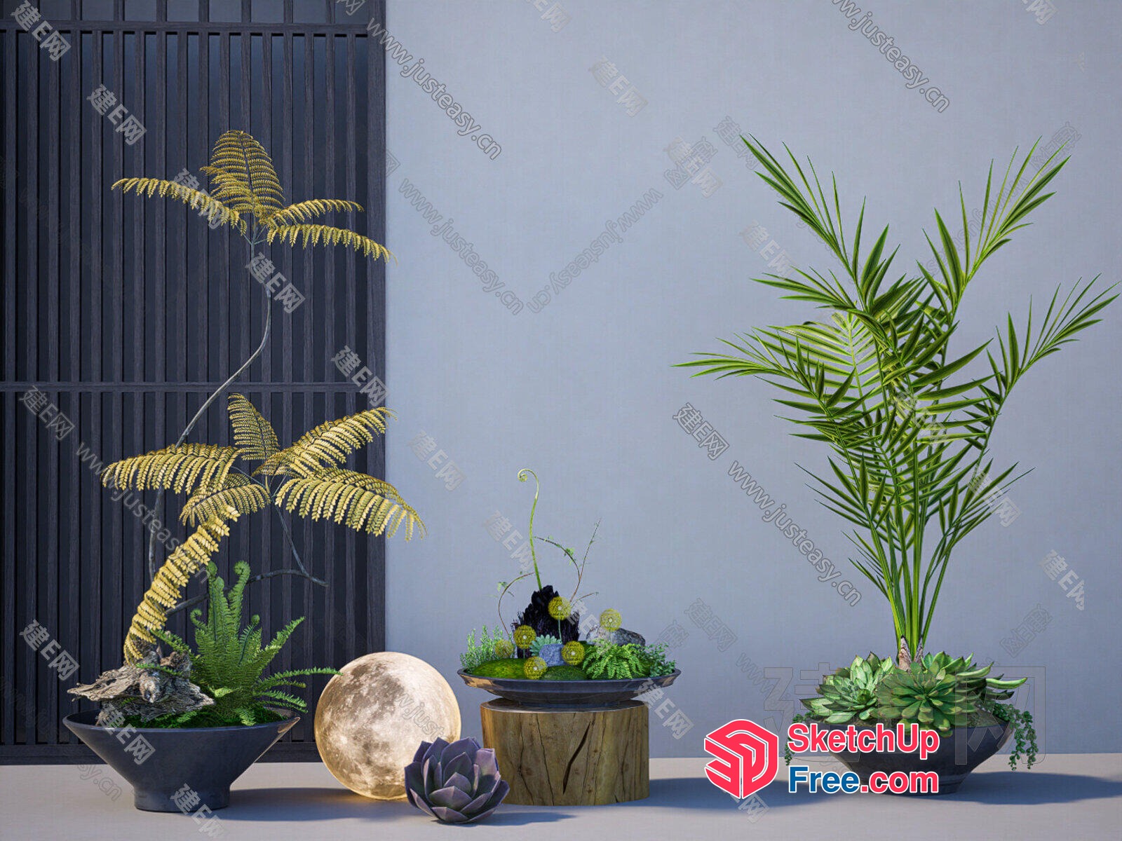 Decorative Plants And Potted Plants Arrangement 3D SketchUp File