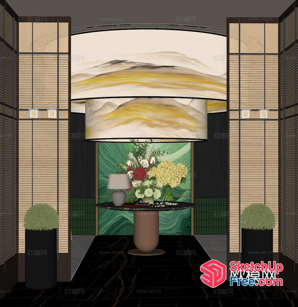 Modern Asian-Inspired Interior Design With Elegant Decor 3D SketchUp File