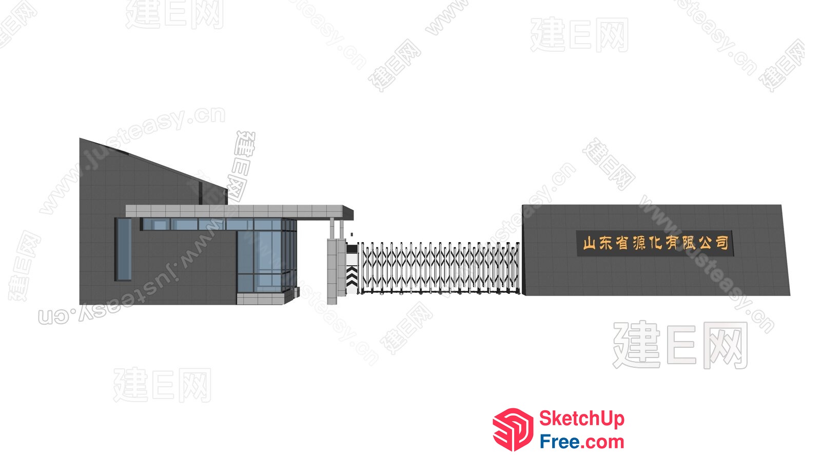 Modern Building With Glass Wall And Pillar 3D SketchUp File