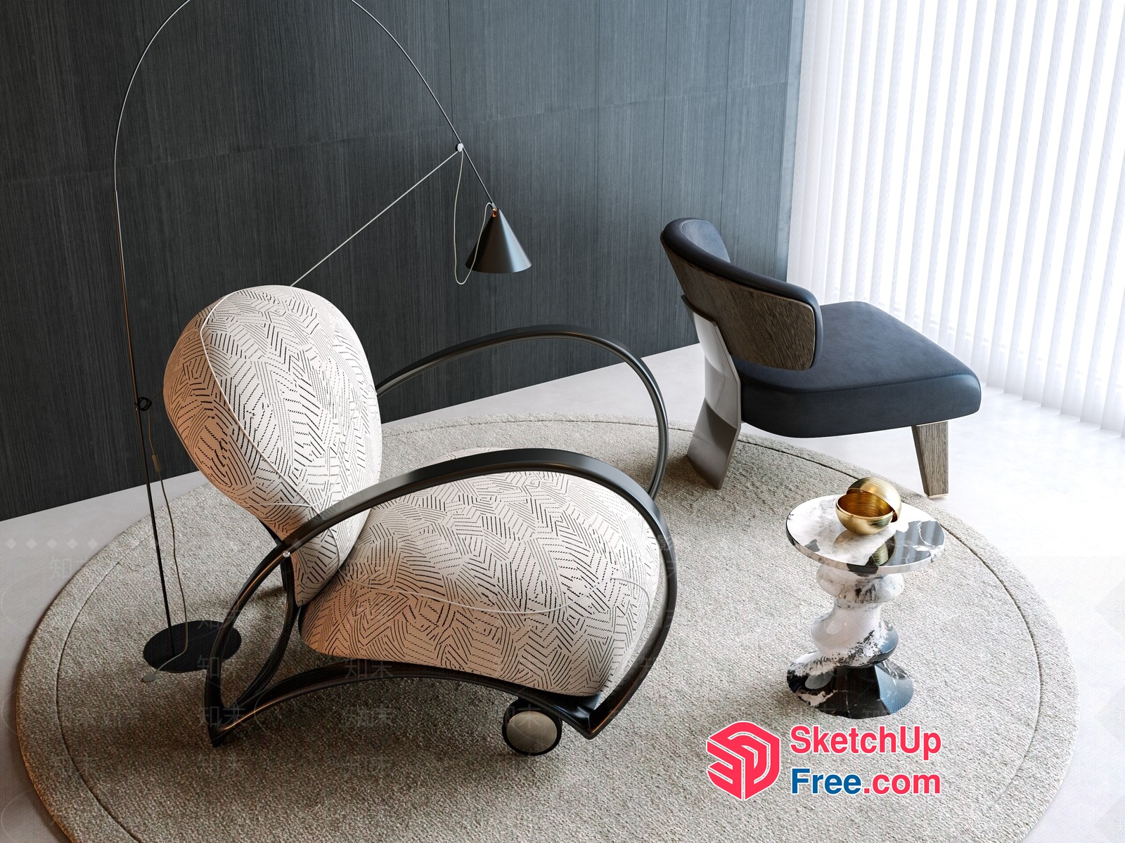 Modern Minimalist Living Room Furniture Set 3D SketchUp File