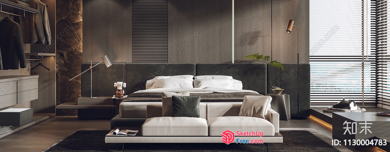 Modern Minimalist Bedroom With Sleek Furniture 3D SketchUp File