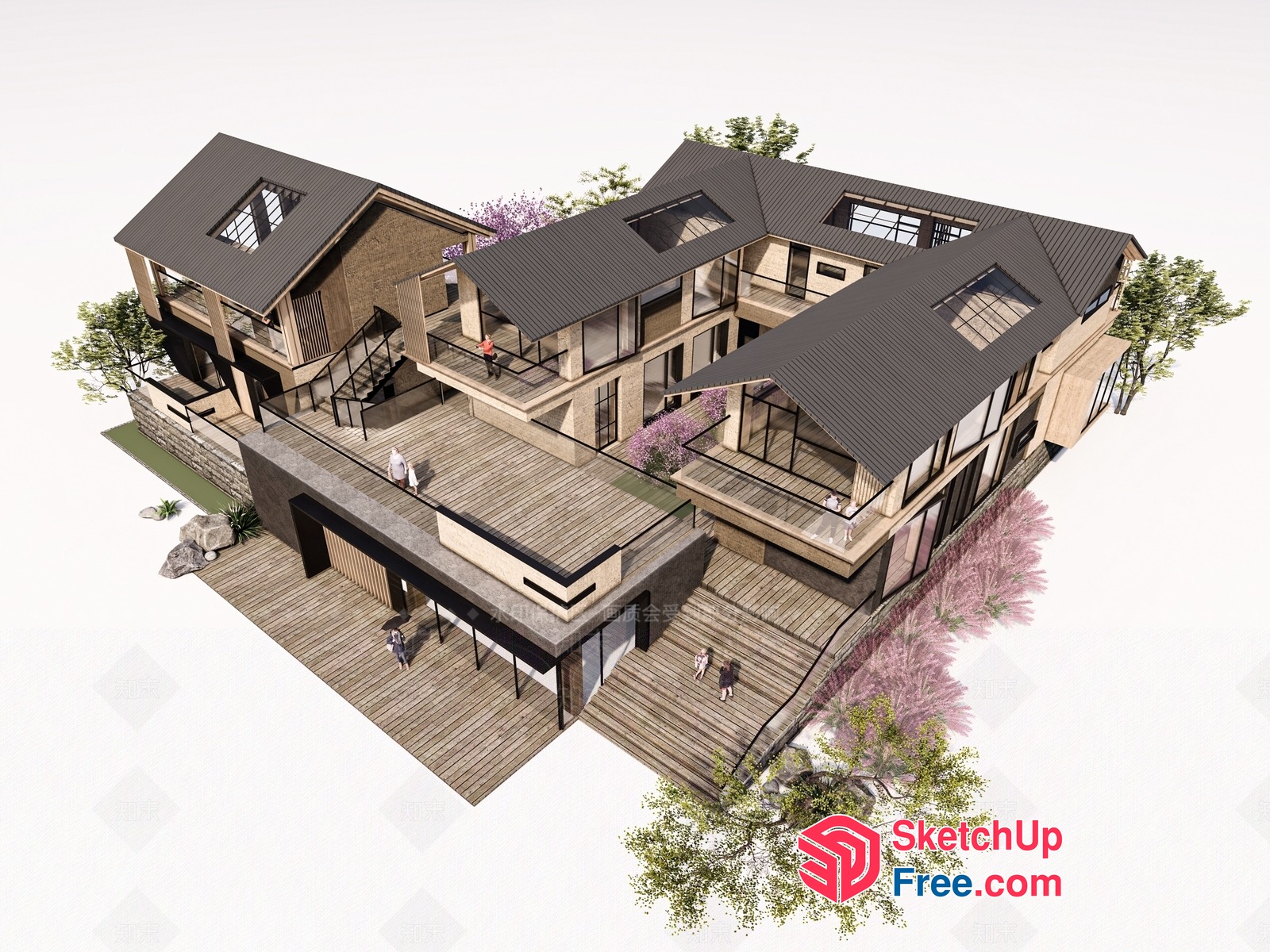 Modern Villa With Multiple Levels And Balconies 3D SketchUp File