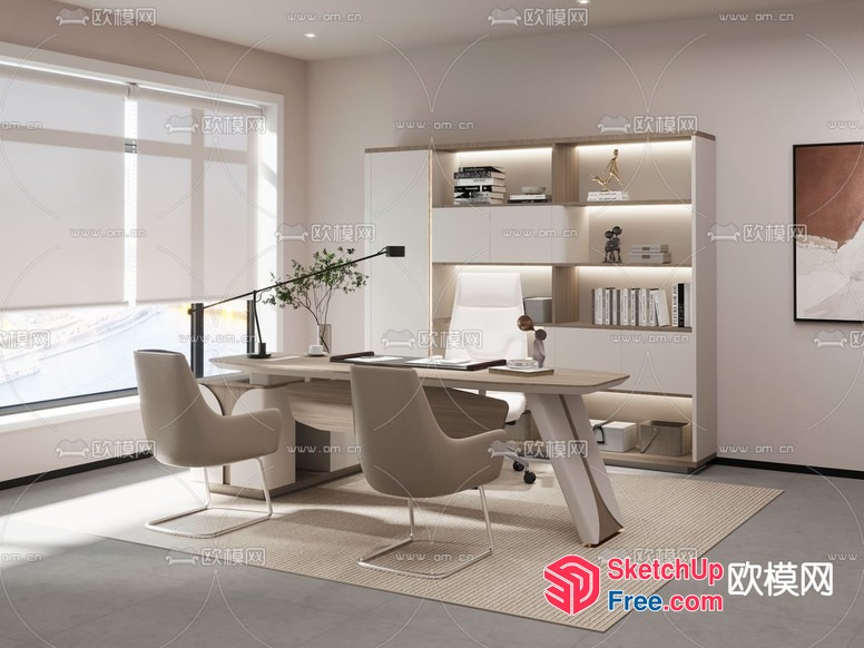 Elegant Modern Minimalist Office Space 3D SketchUp File