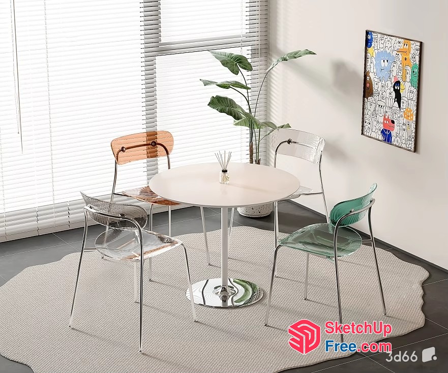 Modern Minimalist Dining Room With Natural Light 3D SketchUp File