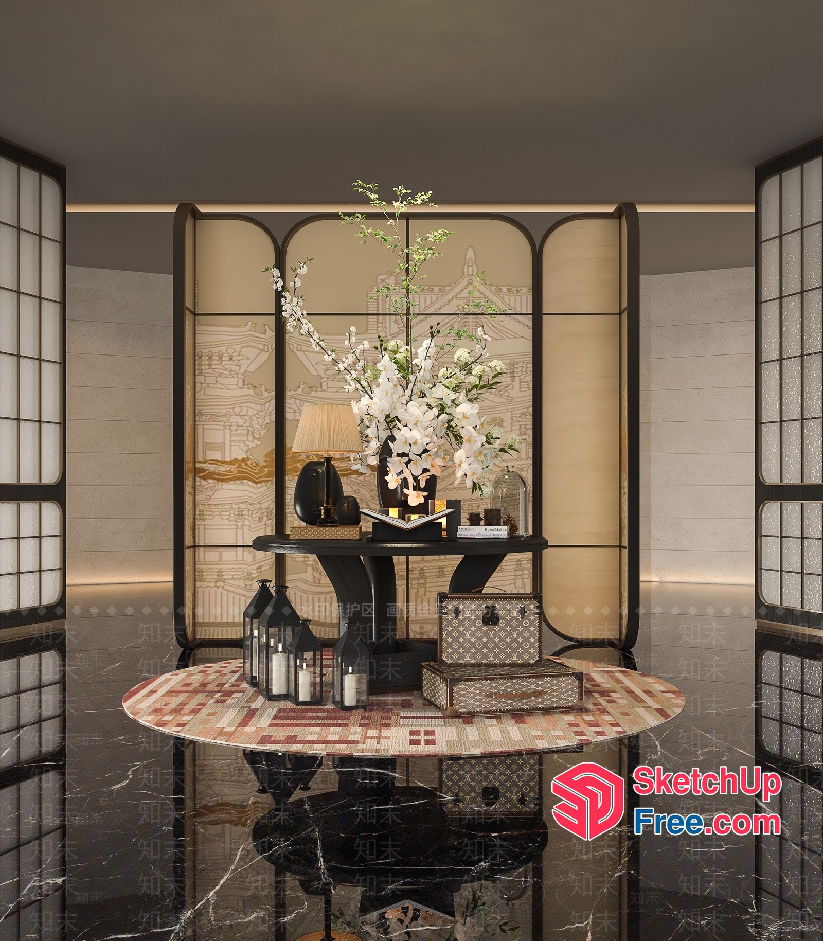 Elegant Japanese Style Interior Design 3D SketchUp File