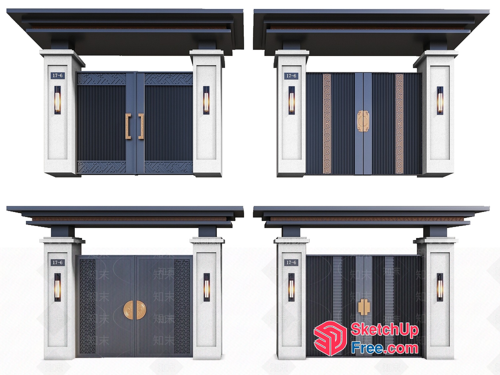 Traditional Asian Style Doorway With Ornate Details 3D SketchUp File