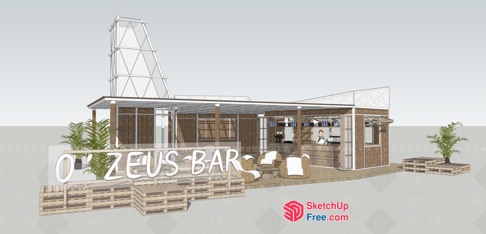 O'Zeus Bar Exterior 3D SketchUp File