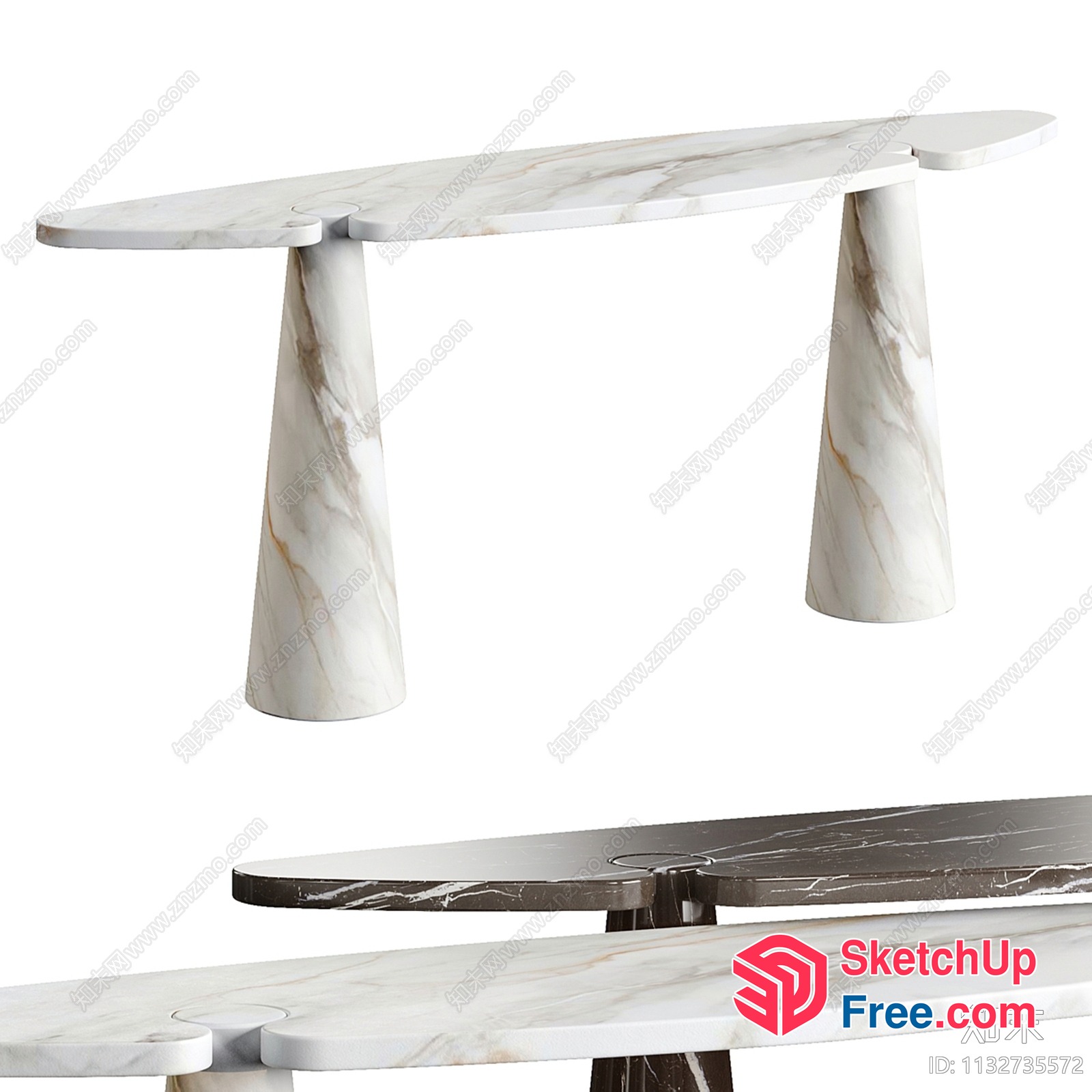 Marble Console Table With Elegant Pillar Legs 3D SketchUp File
