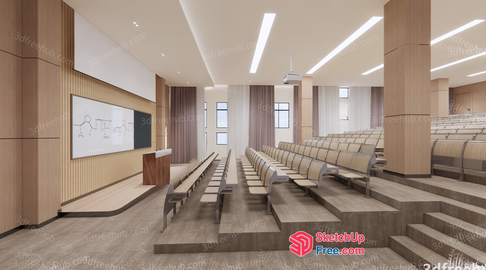 Modern Conference Room With Wooden Accents 3D SketchUp File