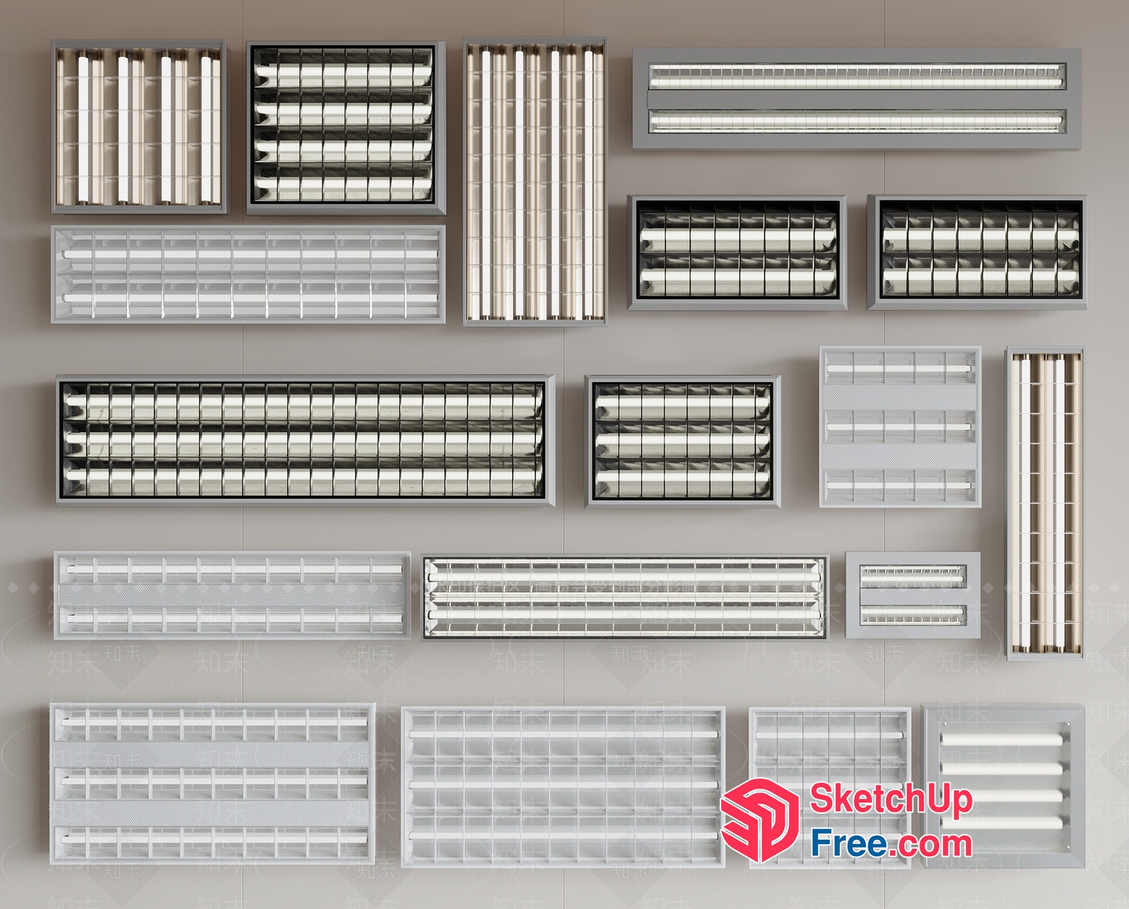 Rectangular Light Fixtures In Various Sizes 3D SketchUp File