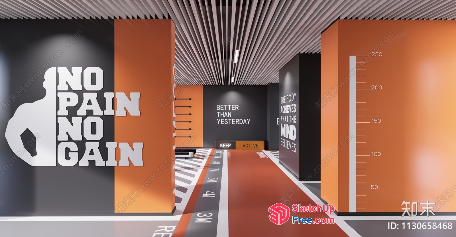 Inspirational Fitness Motivation Gym Interior 3D SketchUp File