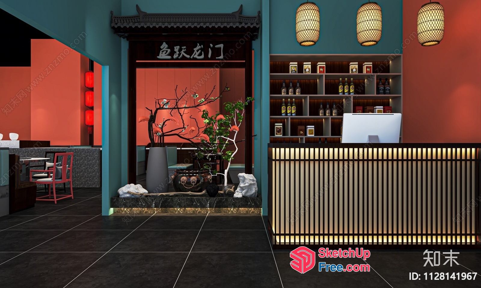 Modern Japanese Restaurant With Traditional Decor 3D SketchUp File