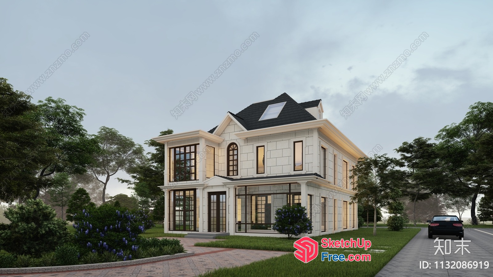 A Classic European-Style Villa With A Roof Synthesis 3D SketchUp File