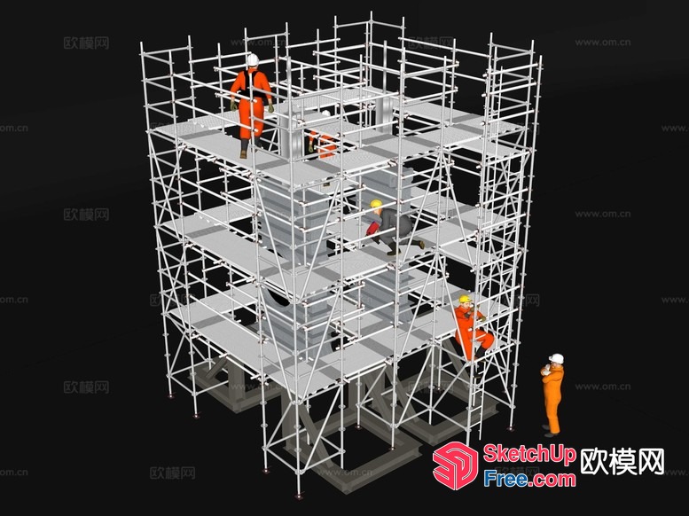 Scaffolding Structure With Workers 3D SketchUp File
