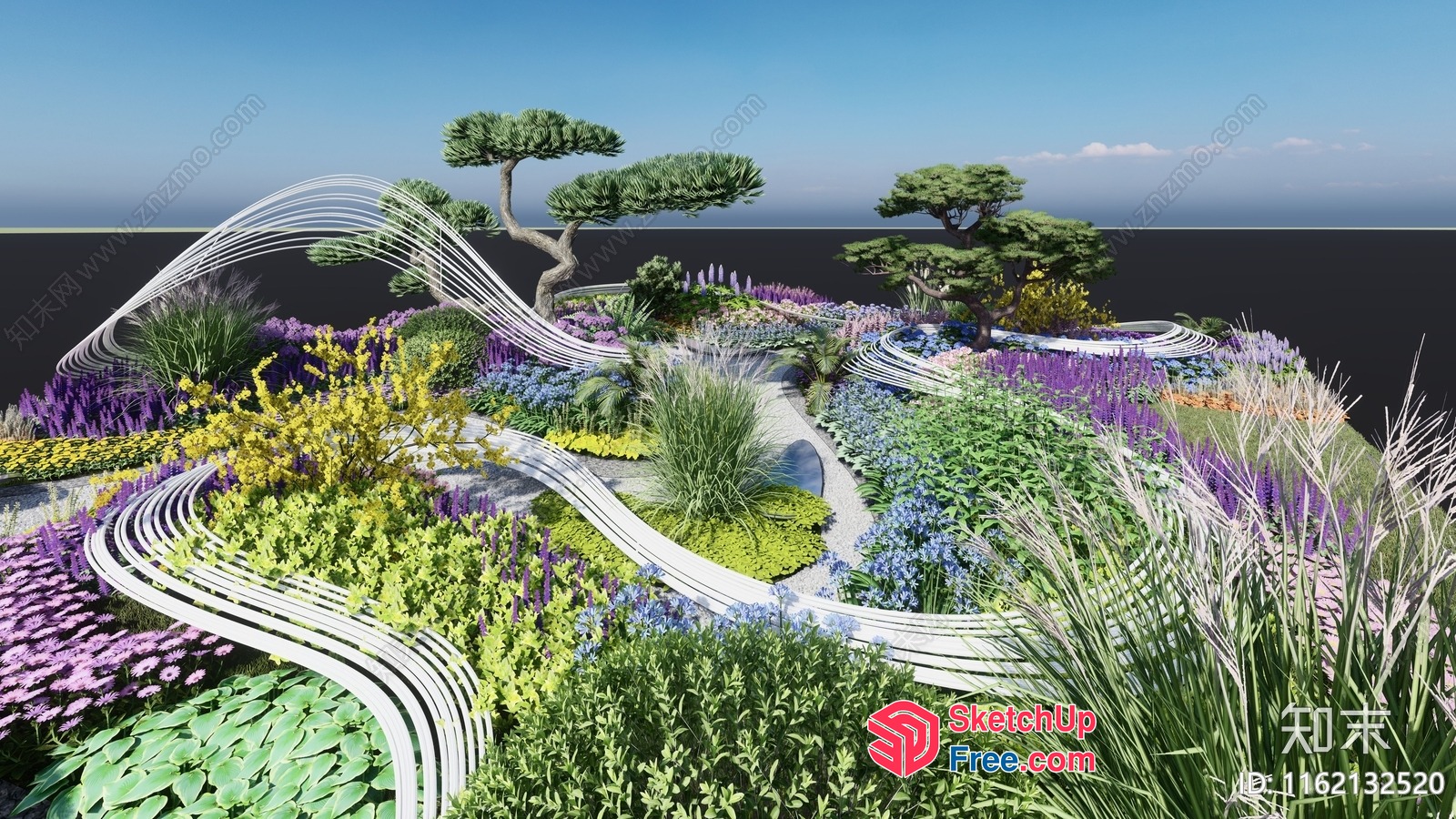 Serene Serpentine Garden 3D SketchUp File