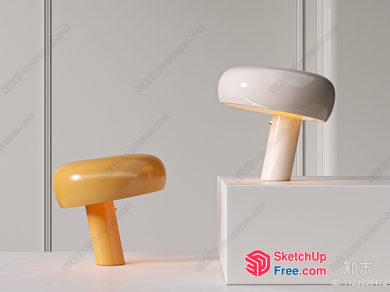 Two Modern Lamps Illuminating A Neutral Background 3D SketchUp File