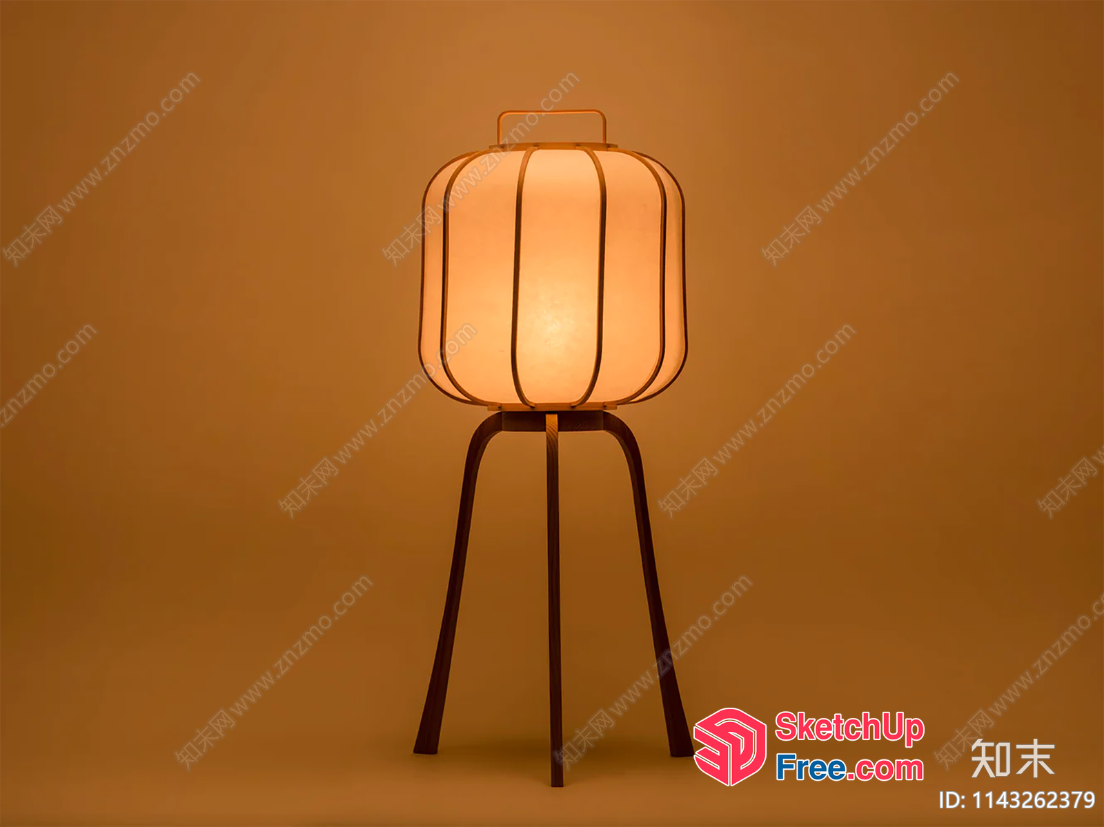 Modern Japanese-Style Table Lamp With Elegant Glass Shade 3D SketchUp File