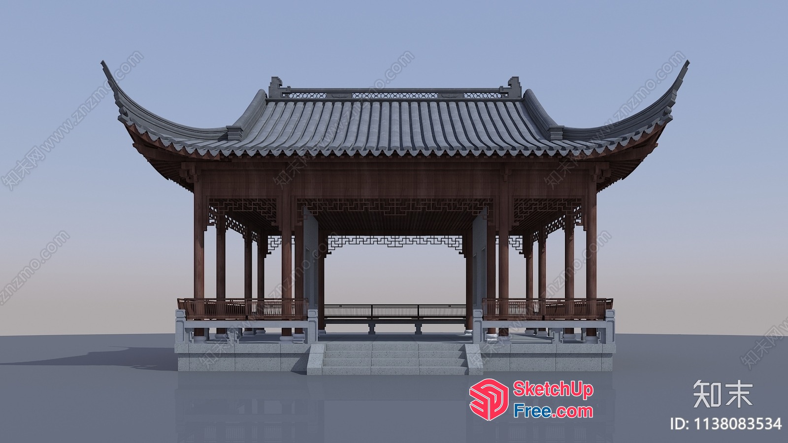 Traditional Chinese Pavilion Structure 3D SketchUp File