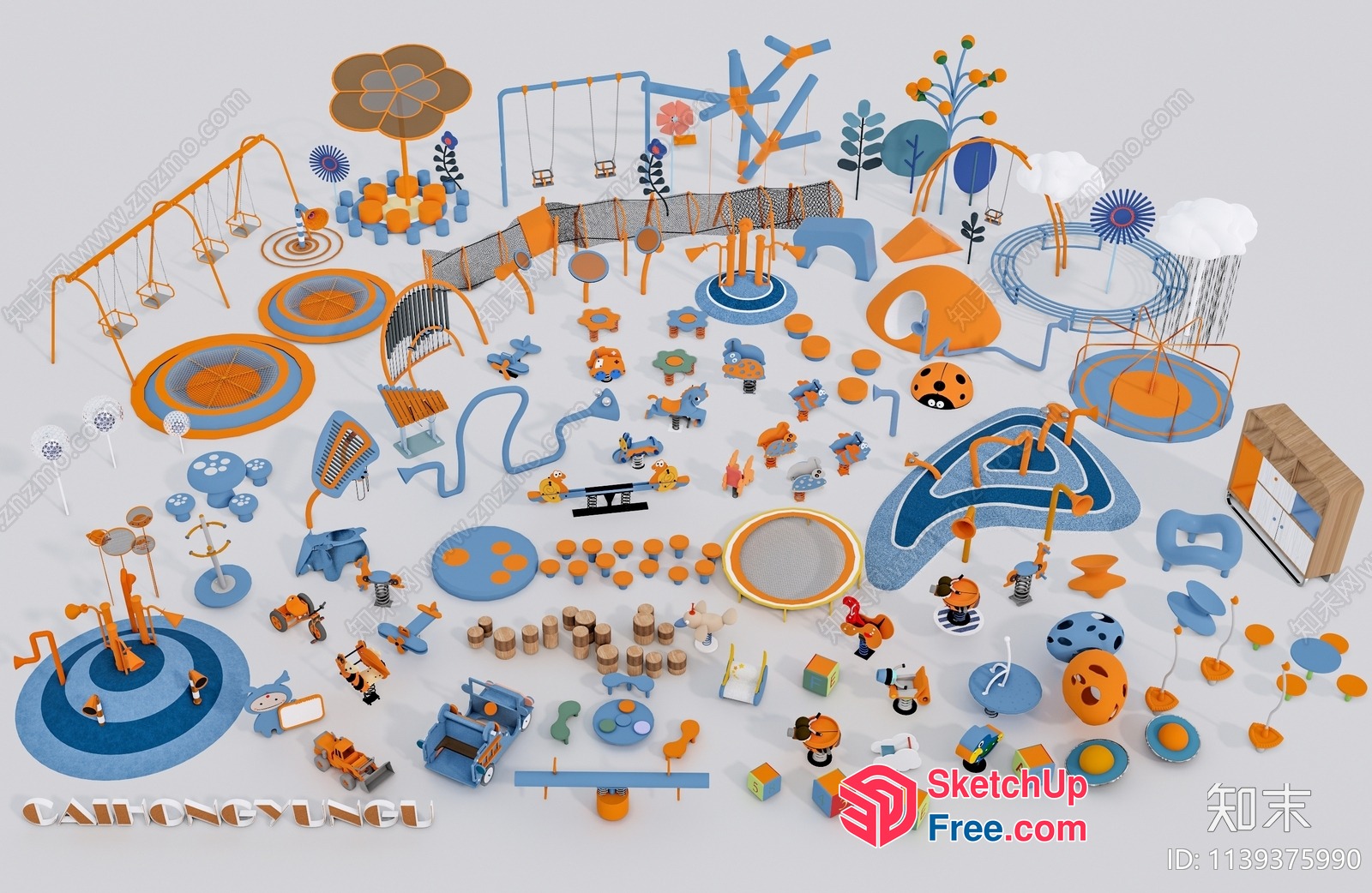 Colorful Playground With Various Equipment 3D SketchUp File