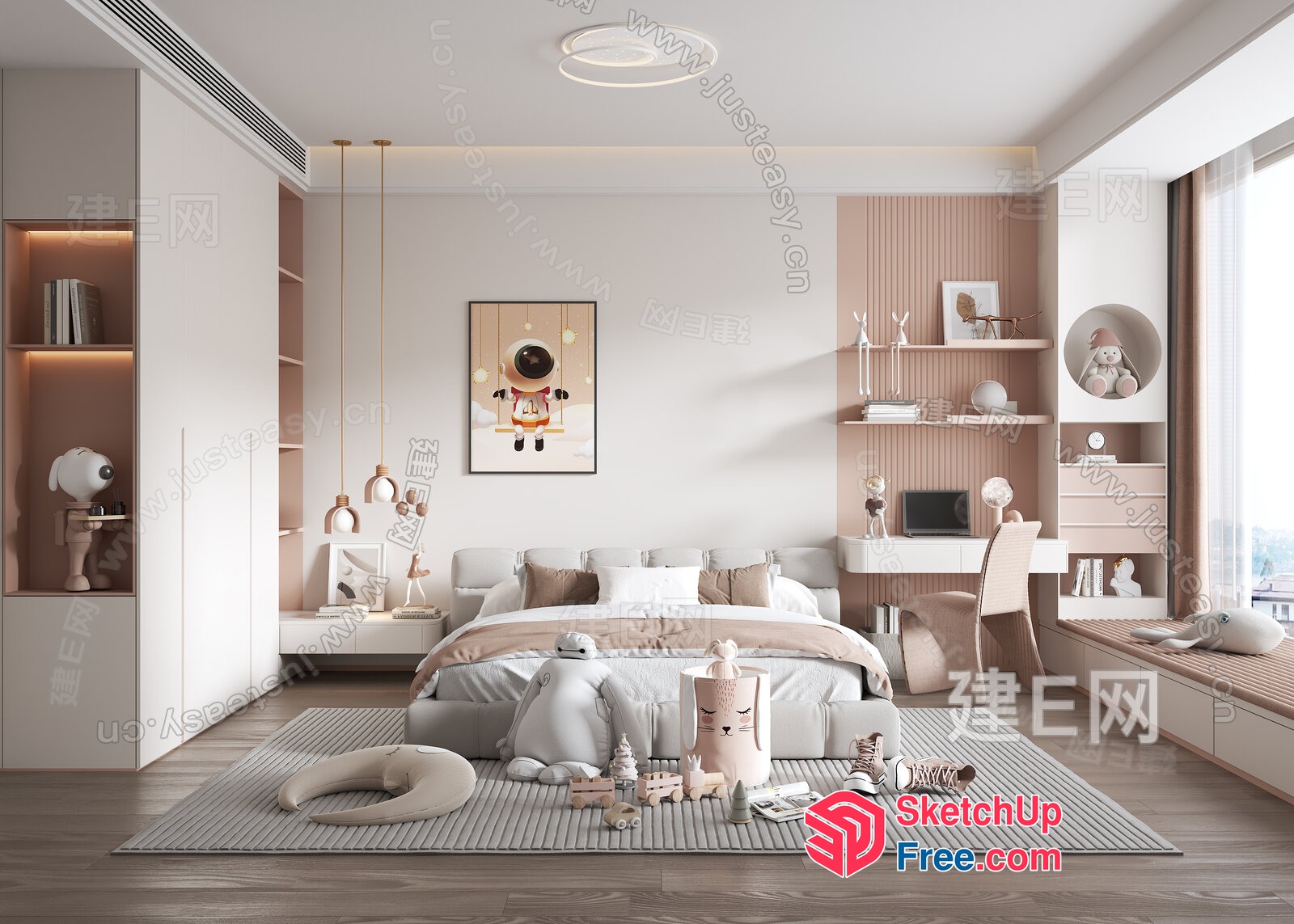 Modern Minimalist Japanese Style Children'S Room 3D SketchUp File
